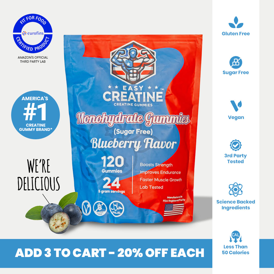 EasyCreatine Monohydrate Gummies - Blueberry Flavor (Sugar Free)