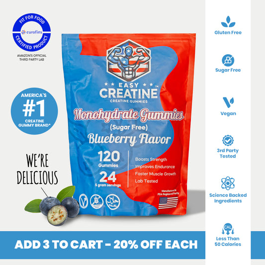 EasyCreatine Monohydrate Gummies - Blueberry Flavor (Sugar Free)